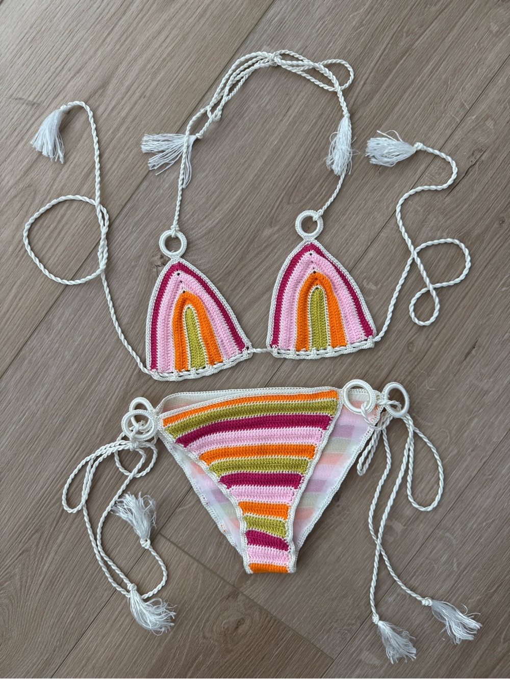 New- My Beachy Side Crochet Triangle Bikini Set in Multi. Sold out style!